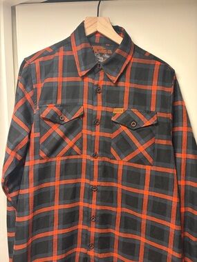 DIXXON Black & Orange Plaid Men's Button-Down Shirt
